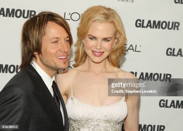 Singer/musician Keith Urban and wife actress Nicole Kidman attend the 2008 Glamour Women of the Year Awards at Carnegie Hall on November 10, 2008 in...