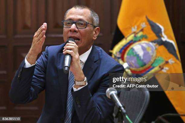 Ecuadorian Vice President Jorge Glas made a declaration in his office in response to the attorney general's announcement that he would present...