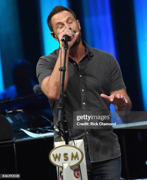 Little Big Town's Jimi Westbrook performs during Grand Ole Opry Total Eclipse 2017 Special Sunday Night Show at Grand Ole Opry House on August 20,...