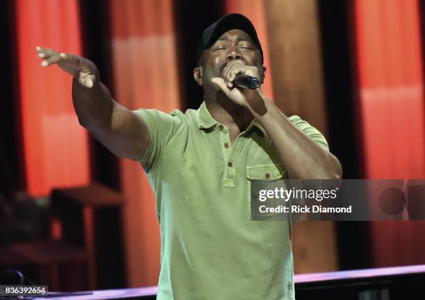 Singer/Songwriter Darius Rucker performs during Grand Ole Opry Total Eclipse 2017 Special Sunday Night Show at Grand Ole Opry House on August 20,...