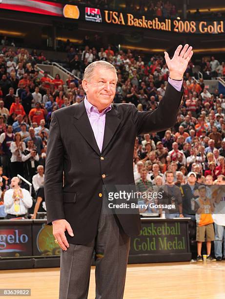 Former Phoenix Suns CEO, Jerry Colangelo, is honored for his contribution to USA Basketball's Olympic Gold Medal as the Phoenix Suns host the the...