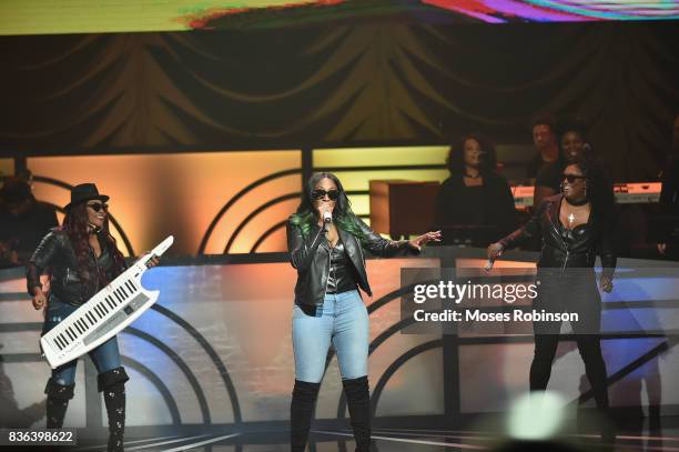 Leanne 'Lelee' Lyons, Coko and Tamara Johnson-George of SWV perform onstage at the 2017 Black Music Honors at Tennessee Performing Arts Center on...