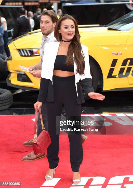 Kem Cetinay and Amber Davies attend the UK premiere of 'Logan Lucky' at the Vue West End on August 21, 2017 in London, England.