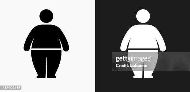 ilustrações de stock, clip art, desenhos animados e ícones de stick figure and weight gain icon on black and white vector backgrounds - pancas