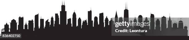 chicago skyline (all buildings are separate and complete) - chicago skyline stock illustrations