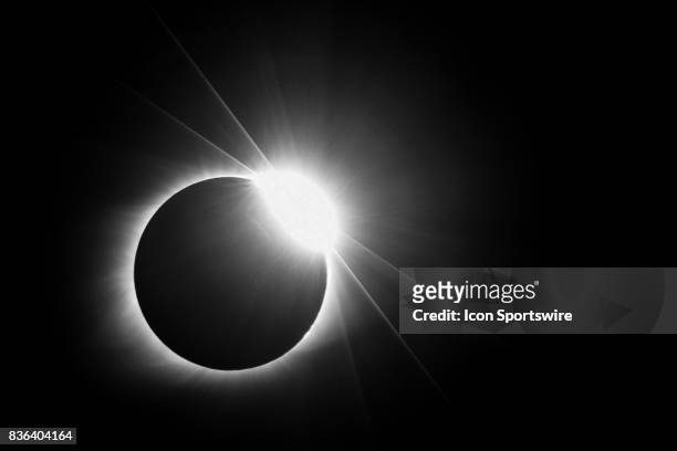 The Great American Solar Eclipse reaches the 'diamond ring' stage just before totality on August 21, 2017 in Clinton, South Carolina.