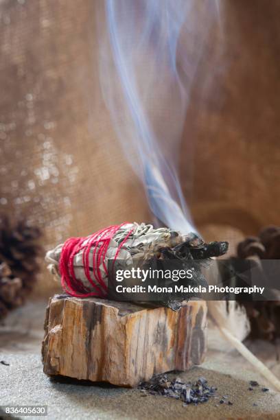 smudge stick - traditional native american medicine stock pictures, royalty-free photos & images