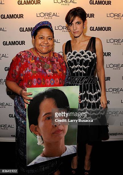 Rigoberta Menchu Tum and Glamour Editor-in-Chief Cindi Leive attend the 2008 Glamour Women of the Year Awards at Carnegie Hall on November 10, 2008...