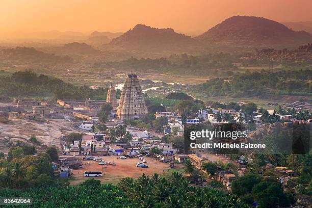 india, karnataka, hampi, virupaksha temple and ham - humpi stock pictures, royalty-free photos & images