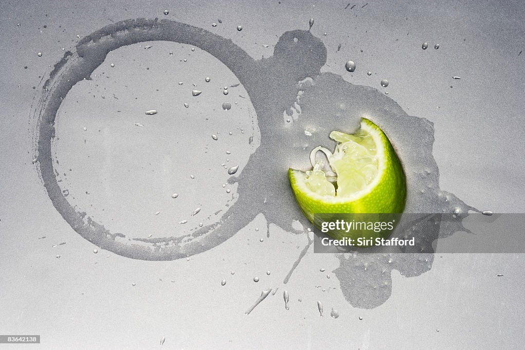 Used lime next to drink ring