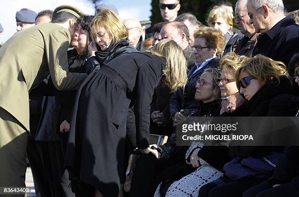 Spanish Prince Felipe and Princess Letizia comfort the relatives of Ruben Alonso Rios and Juan Andres Suarez Garcia, the two Spanish soldiers who...