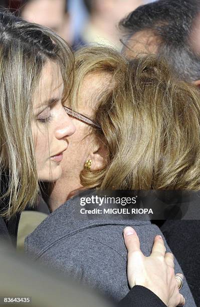 Spanish Princess Letizia comforts the relatives of Ruben Alonso Rios and Juan Andres Suarez Garcia, the two Spanish soldiers who were killed on...