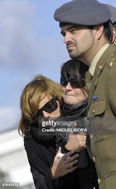 Relatives of the spanish soldiers Ruben Alonso Rios and Juan Andres Suarez Garcia, the two Spanish soldiers killed in a Taliban suicide attack in...