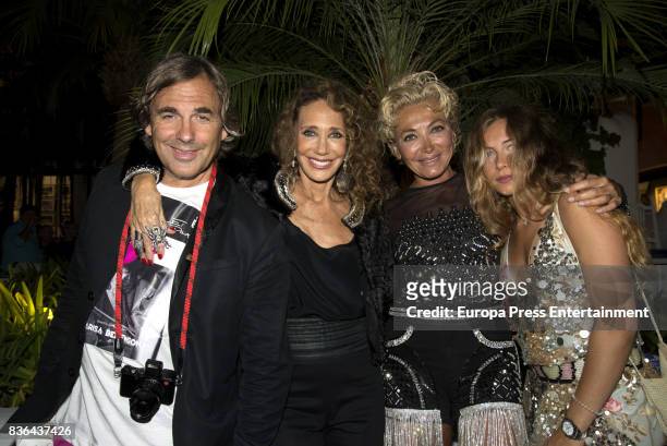 Hubertus Von Hohenlohe, Marisa Berenson and Simona Gandolfi attend the Studio 54 Party in Marbella on July 28, 2017 in Marbella, Spain.