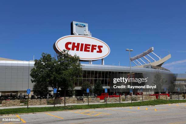 Arrowhead Stadium, home of the Kansas City Chiefs football team in Kansas City, Missouri on August 12, 2017.