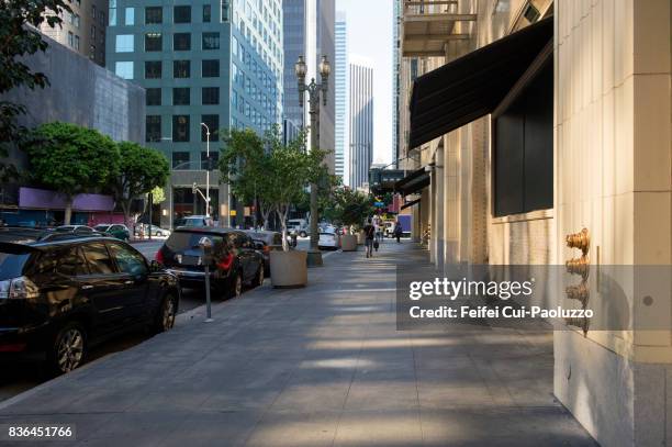 city street of los angeles city, california, usa - acera fotografías e imágenes de stock