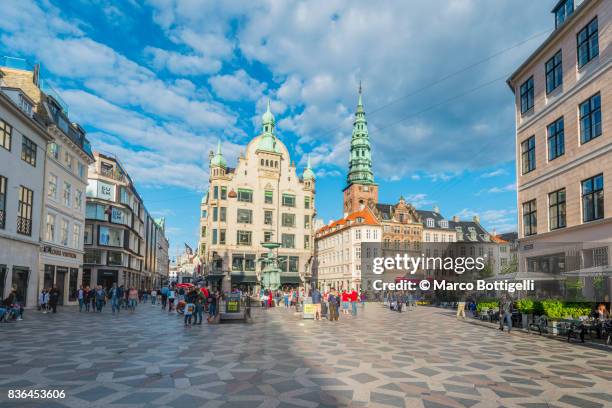 amagertorv, copenhagen. - pedestrian area stock pictures, royalty-free photos & images