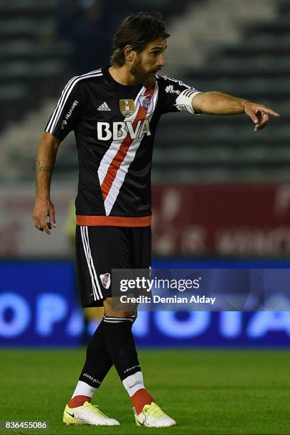 Leonardo Ponzio of River Plate reacts during a match between River Plate and Instituto as part of round 16 of Copa Argentina 2017 at Jose Maria...