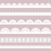 Set of white lace borders.