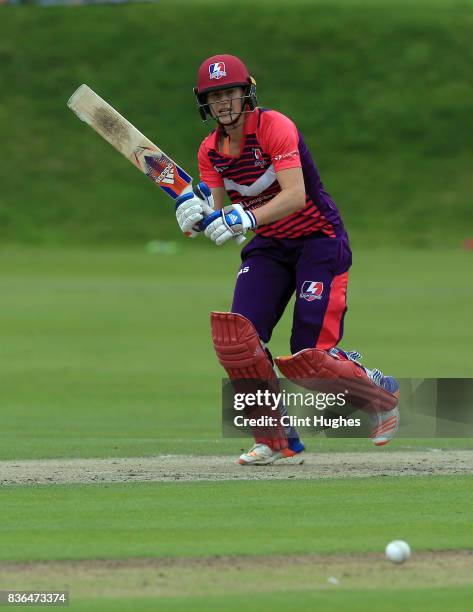 Ellyse Perry of Loughborough Lightning bats during the Kia Super League match between Lancashire Thunder and Loughborough Lightning at Blackpool...