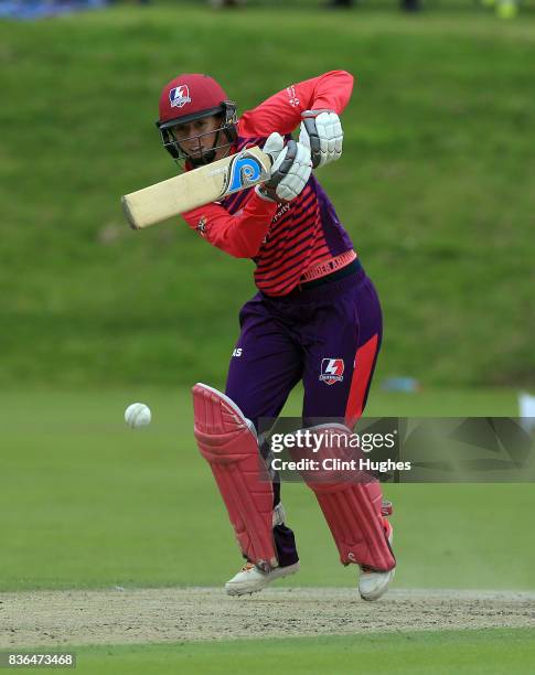 Georgia Elwiss of Loughborough Lightning bats during the Kia Super League match between Lancashire Thunder and Loughborough Lightning at Blackpool...