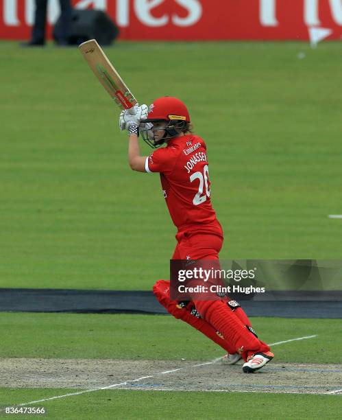 Jess Jonassen of Lancashire Thunder bats during the Kia Super League match between Lancashire Thunder and Loughborough Lightning at Blackpool Cricket...