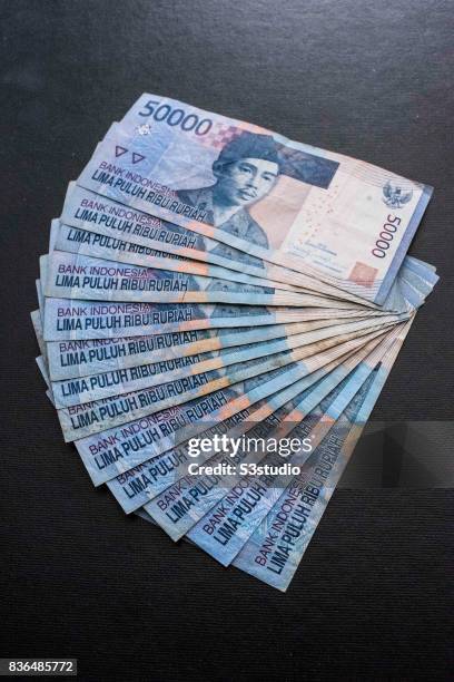 In this photo illustration, Indonesian Rupiah banknotes are arranged for a photograph on 20 August 2017, in Hong Kong, Hong Kong.