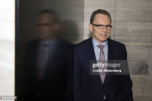 Andrew Mackenzie, chief executive officer of BHP Billiton Ltd., poses for a photograph at the company's headquarters in Melbourne, Australia, on...