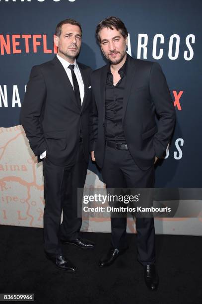 Pepe Rapazote and Alberto Ammann attend the "Narcos" Season 3 New York Screening at AMC Loews Lincoln Square 13 theater on August 21, 2017 in New...