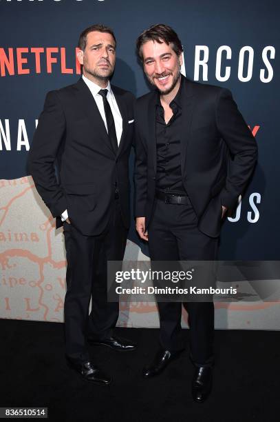 Pepe Rapazote and Alberto Ammann attend the "Narcos" Season 3 New York Screening at AMC Loews Lincoln Square 13 theater on August 21, 2017 in New...
