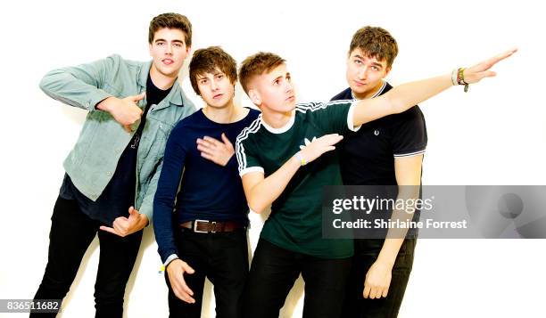 Kiaran Crook, Brandon Crook, Josh Davidson and Andy Davidson of The Sherlocks pose backstage after performing live and signing copies of their debut...