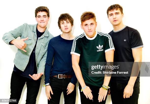 Kiaran Crook, Brandon Crook, Josh Davidson and Andy Davidson of The Sherlocks pose backstage after performing live and signing copies of their debut...