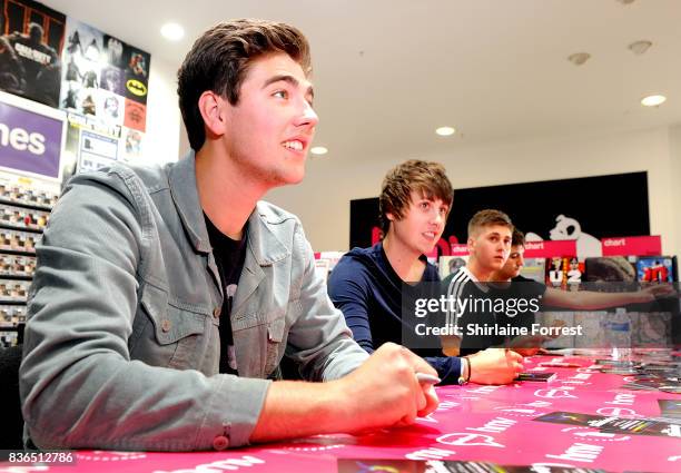 Kiaran Crook, Brandon Crook, Josh Davidson and Andy Davidson of The Sherlocks perform live and sign copies of their debut album 'Live for the Moment'...