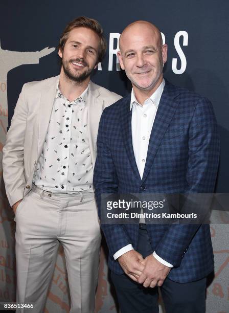 Michael Stahl-David and VP, Original Series at Netflix Peter Friedlander attend the "Narcos" Season 3 New York Screening at AMC Loews Lincoln Square...