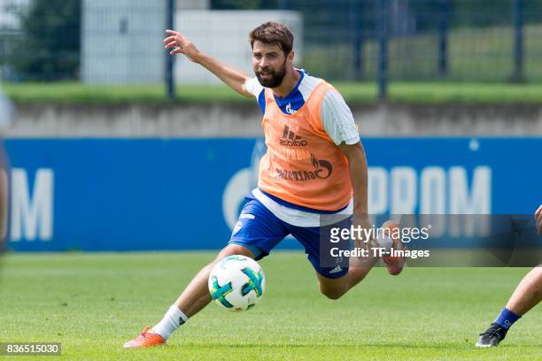 Coke of Schalke controls the ball during a training session at the FC Schalke 04 Training center on July 5, 2017 in Gelsenkirchen, Germany.