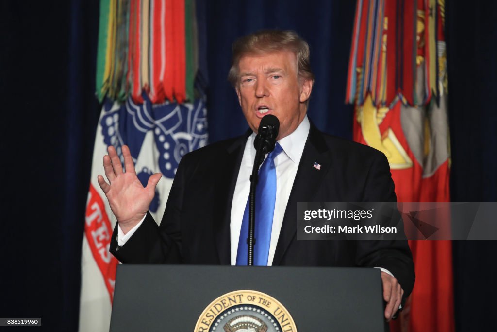 President Trump Addresses The Nation On Strategy In Afghanistan And South Asia From Fort Myer In Arlington