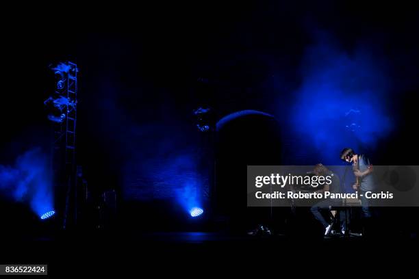 Thom Yorke and Jonny Greenwood of the group Radiohead performs on stage on August 20, 2017 in Macerata, Italy.