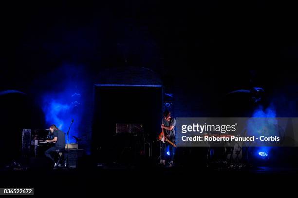 Thom Yorke and Jonny Greenwood of the group Radiohead performs on stage on August 20, 2017 in Macerata, Italy.