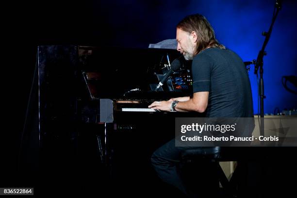 Thom Yorke of the group Radiohead perform on stage on August 20, 2017 in Macerata, Italy.