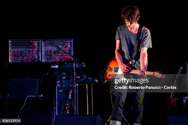 Jonny Greenwood of the group Radiohead perform on stage on August 20, 2017 in Macerata, Italy.