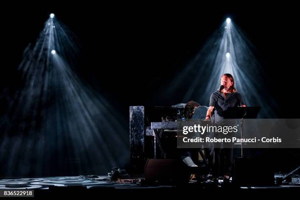 Thom Yorke and Jonny Greenwood of the group Radiohead performs on stage on August 20, 2017 in Macerata, Italy.