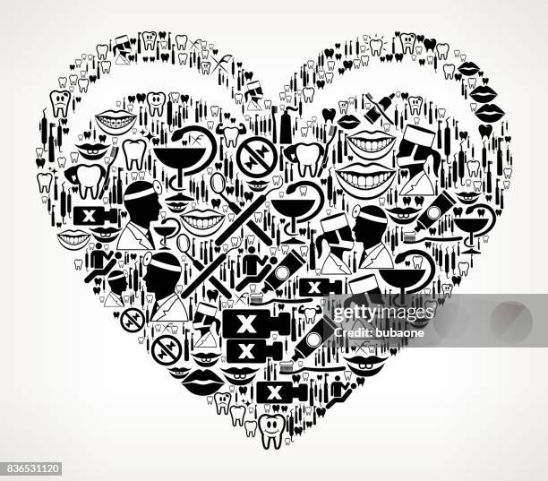 heart dentist and dental vector icon pattern - root canal stock illustrations