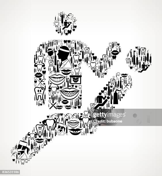 dentist & patient dentist and dental vector icon pattern - toothbrush background stock illustrations