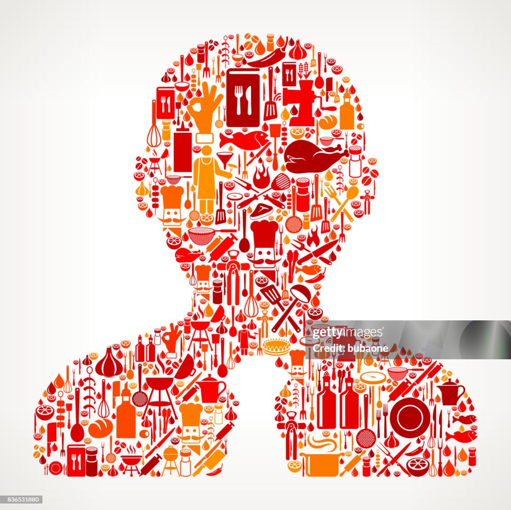 Male Headshot Cooking and Food Vector Icon Pattern