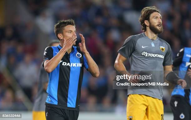 Bruges, Belgium / Uefa EL : Club Brugge v Aek Athens / Jelle VOSSEN - Deception / Football Uefa Europa League 2017 - 2018 Play-Offs 1st leg / Picture...