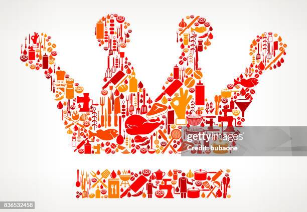 crown  cooking and food vector icon pattern - american royal bbq stock illustrations