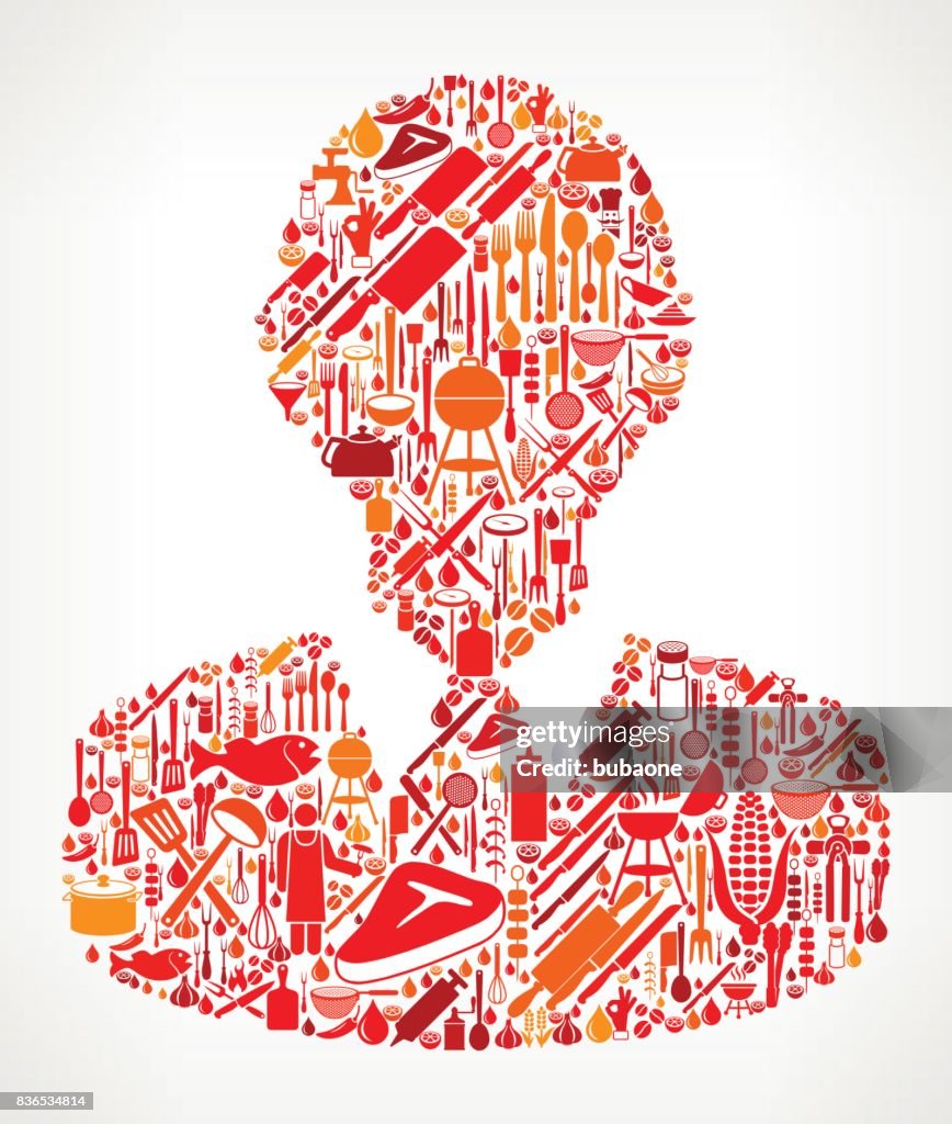 Face Cooking and Food Vector Icon Pattern