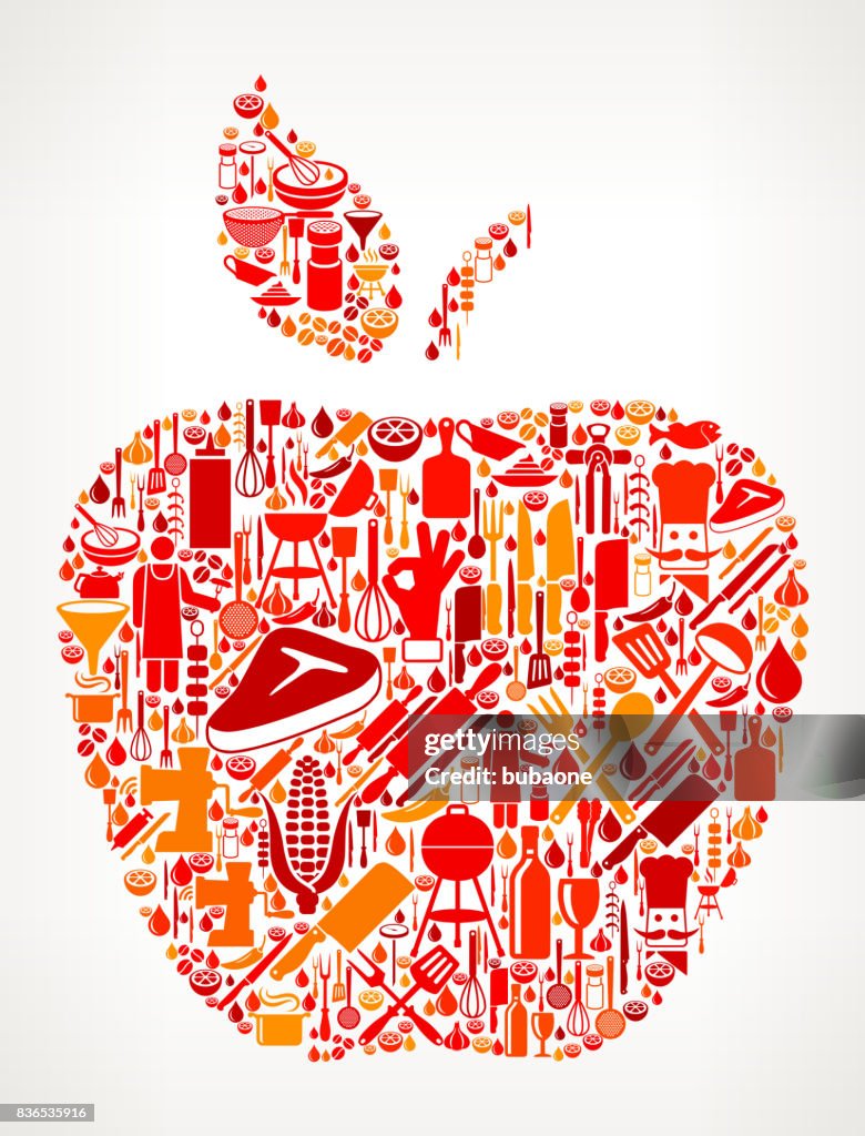 Apple Cooking and Food Vector Icon Pattern