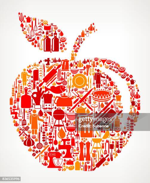 apple cooking and food vector icon pattern - honey crisp apple stock illustrations