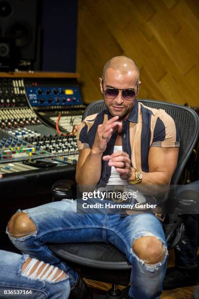 Joey Lawrence poses for some portraits at the listening party for his album "Imagine" in Studio City Sound on August 21, 2017 in Studio City,...